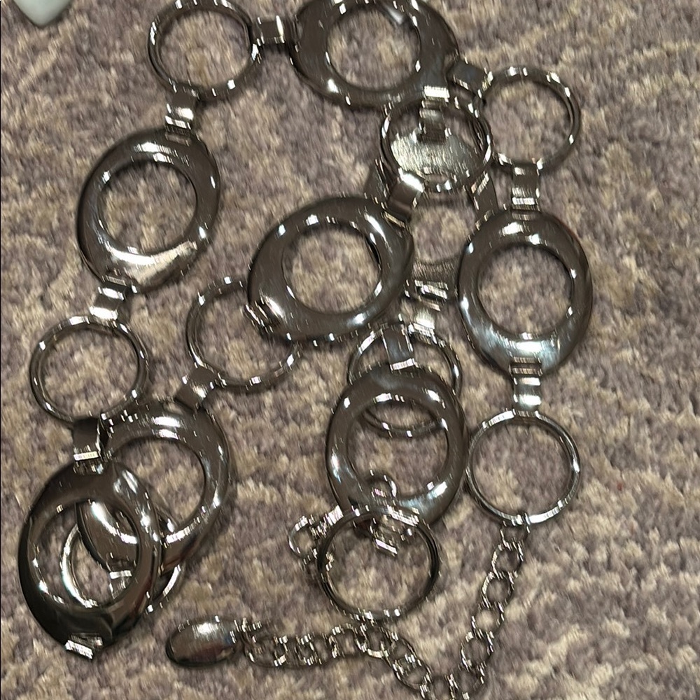 Nine West Silver Belt with Polished Metal Links